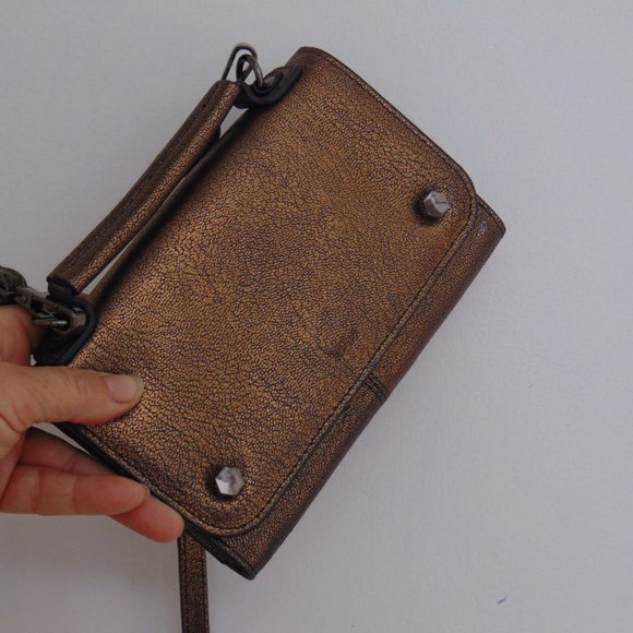 Kooba Copper Crossbody Wallet Bifold Leather Purse Pocketbook Shoulder Handbag - Picture 6 of 12